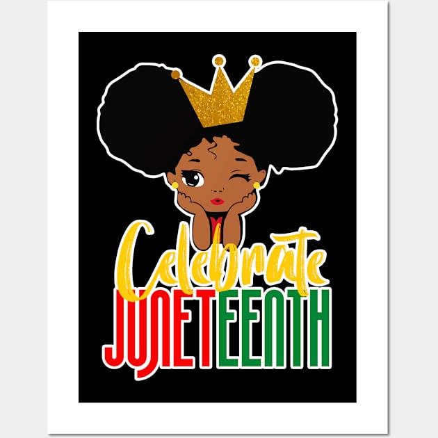 African Black Girl Toddler Girls Kids Celebrate Juneteenth Wall Art by Rosemat